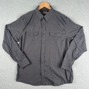 Gibson Trading Company Mens Long Sleeve Western Snap Button Shirt Gray Large